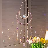 Crystal Suncatcher, Dreamsum Window Suncatchers with Crystals and Stones, Sun Catchers Indoor Window Catcher with Prism Slices, Moon Crystal Suncatchers Gift for Girls, Lover and Mom-Purple