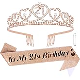 CURASA It’s My 21st Birthday Sash and Crown for Women Girls 21st Tiara Adult Women Birthday Decoration Party Favor