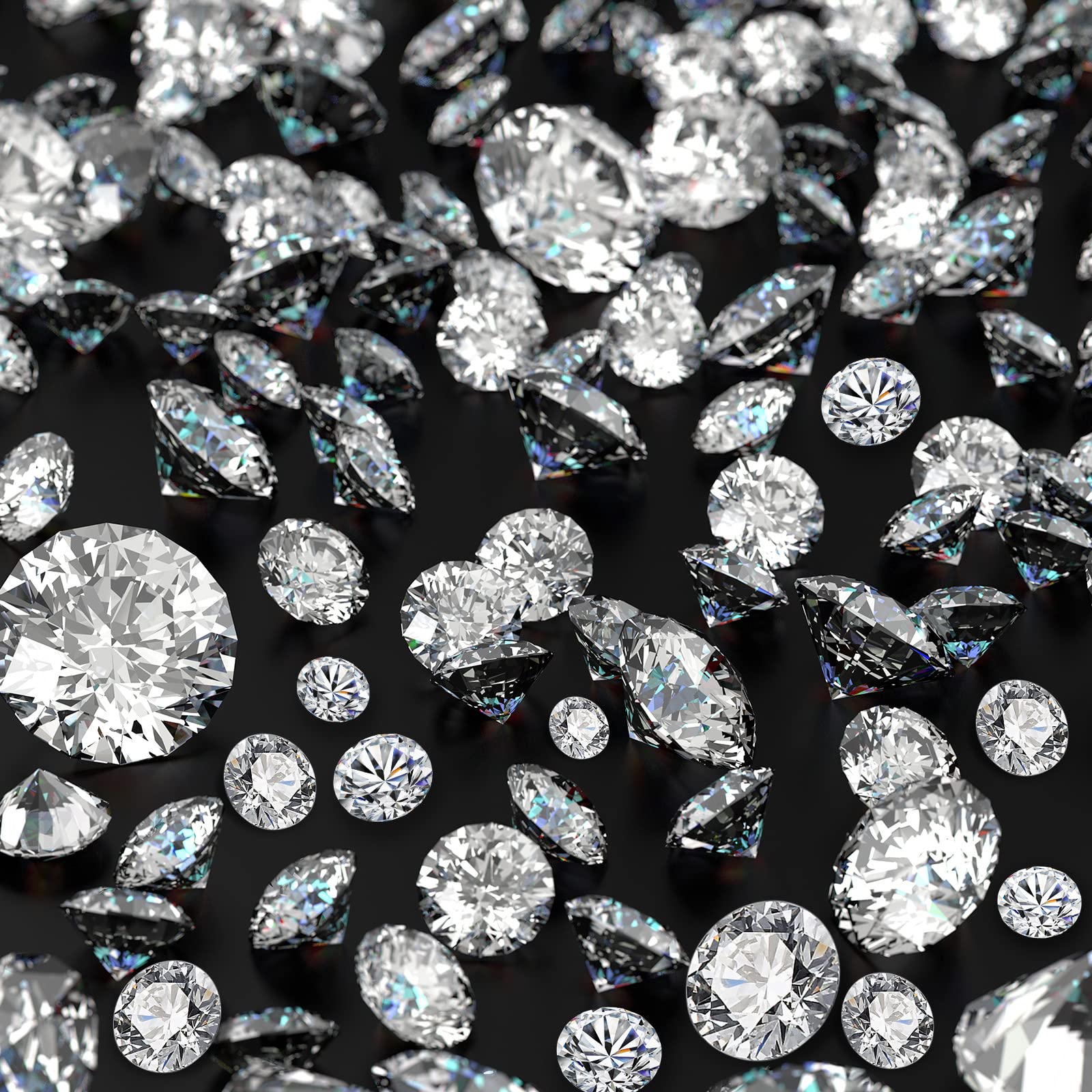 Photo 1 of Hicarer 800 Pieces Diamond Decorations Acrylic Diamond Table Scatter Crystals for Table for Vase Fillers Party Decorations(12, 8, 6, 3, 2mm,Clear)
