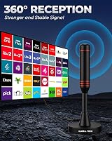 GLOBAL TECH Indoor TV Aerial High Gain Freeview HD 4K 9.8ft Cable Magnetic Base view 2
