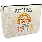 50th Birthday Gifts for Women, Funny 1976 Makeup Bags 50th Birthday Decorations for Her, 50 Year Old Gift Ideas for Mom, Wife, Sister, Friends, Mothers Day Small Cosmetic Travel Bag (Rainbow1976)