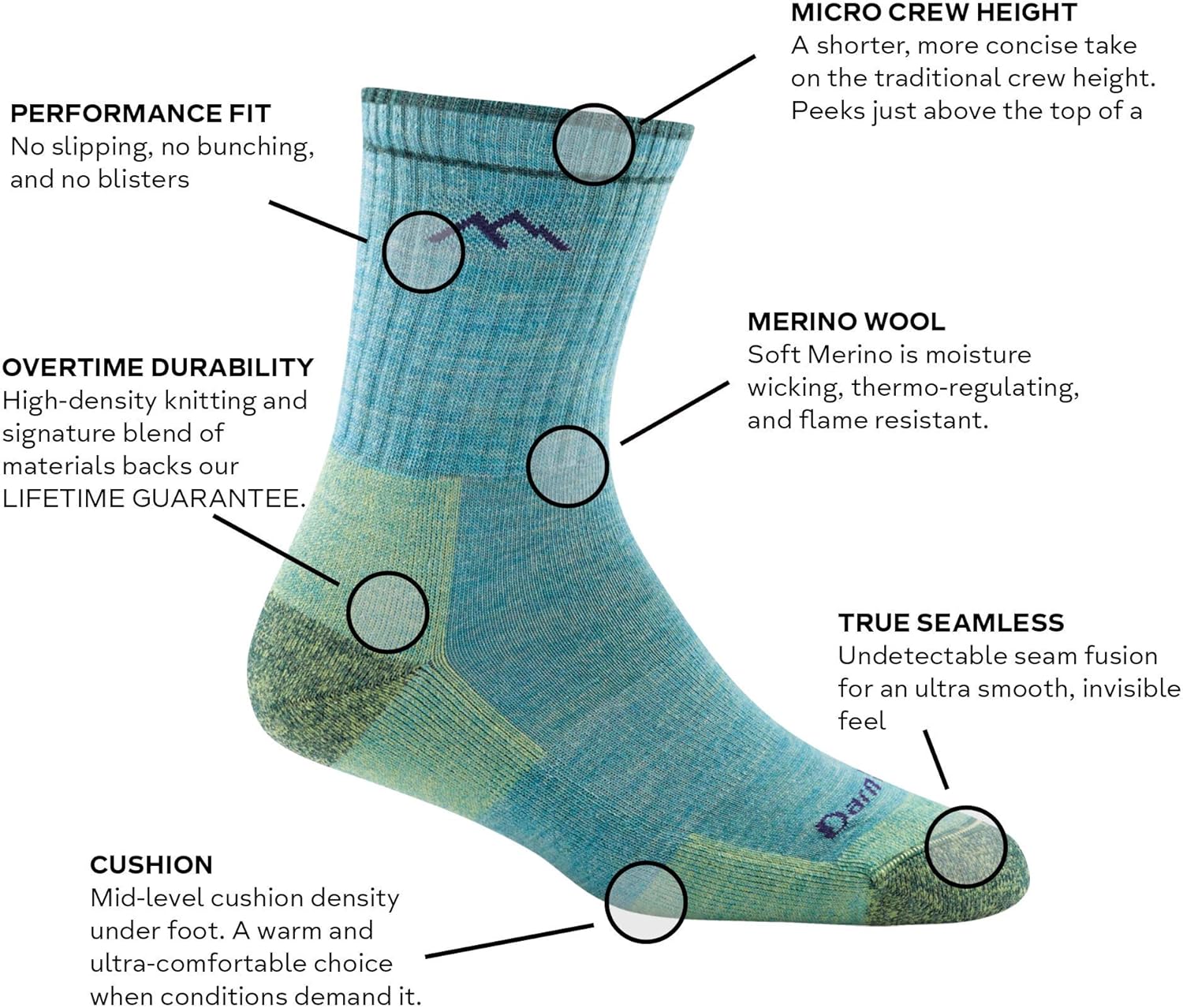 Darn Tough Hiker Micro Crew Midweight Sock with Cushion - Women's : Smartwool Men S Hiking Medium Crew Sock : Clothing