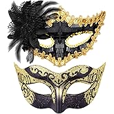 Goenb 2 Pack Couple Masquerade Mask Set, Venetian Mardi Gras Masquerade Mask for Women Men for Costume Party