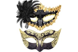 Goenb 2 PCS Masquerade Mask Couples Set Masquerade Ball Mask Masquerade Mask for Women Men