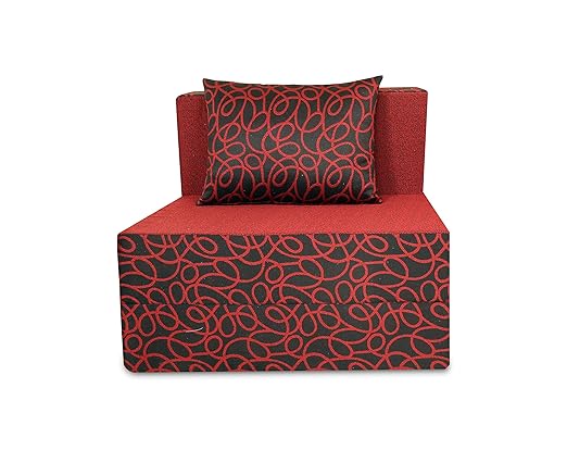 Adorn India Easy Three Seater Sofa Cum Bed Poly Cotton (Maroon & Black) 5X6 (3 x 6)