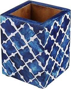 Handicrafts Home Pen Holders Organizers - Pencil Holders and Organizers for Desk - Quatrefoil Blue