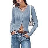 Women V Neck Cardigan Sweaters Slim Fitted Cropped Cardigans Trendy Ribbed Knit Crop Tops y2k Button Down Shirts