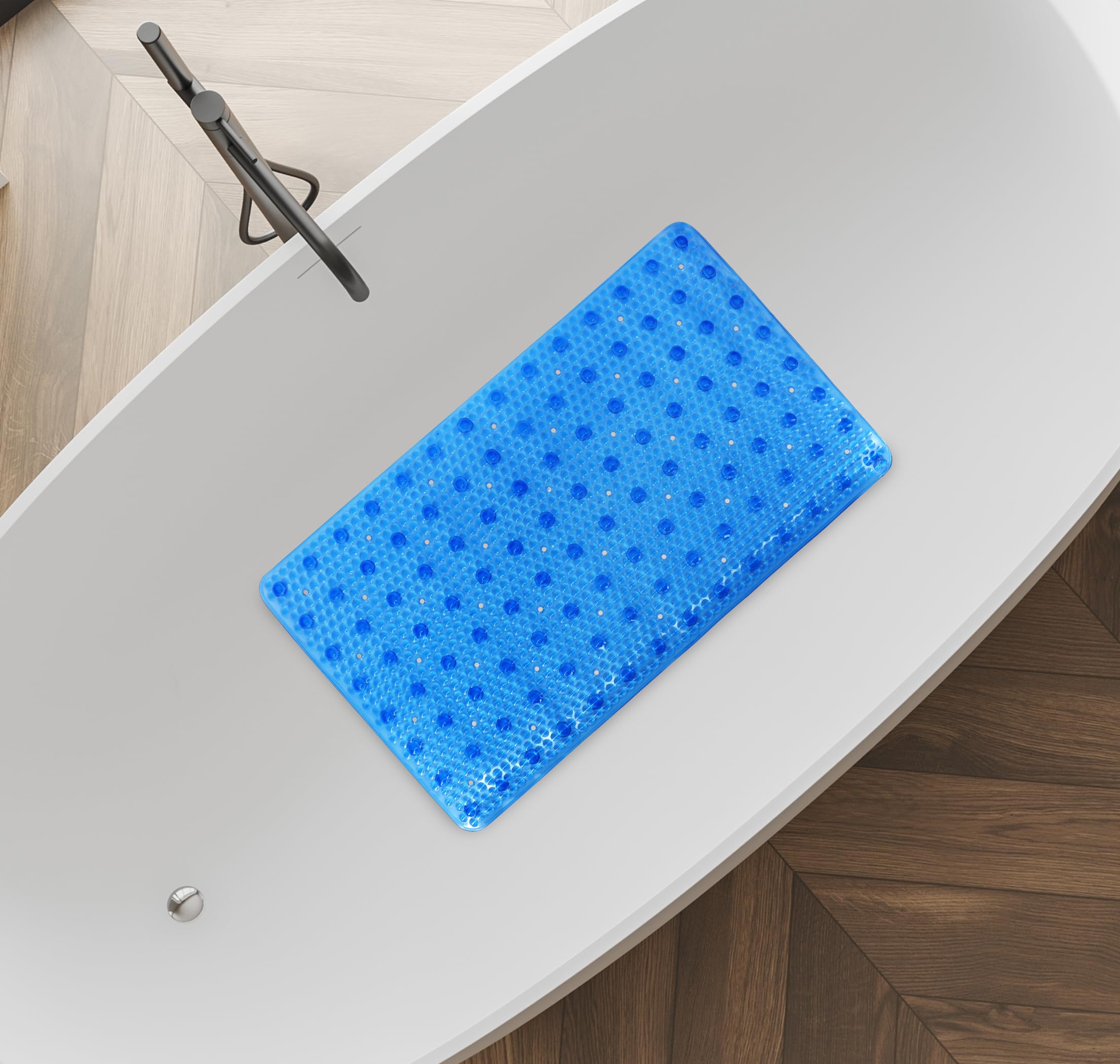 Photo 1 of *******2 PACK**** Splash Home Order Bathtub Mat Non-Slip, Shower Mat with 112 Suction Cups and Drain Holes Bath Mat for Tub, 27 L x 14 W Inches, Machine Washable, PVC - Blue