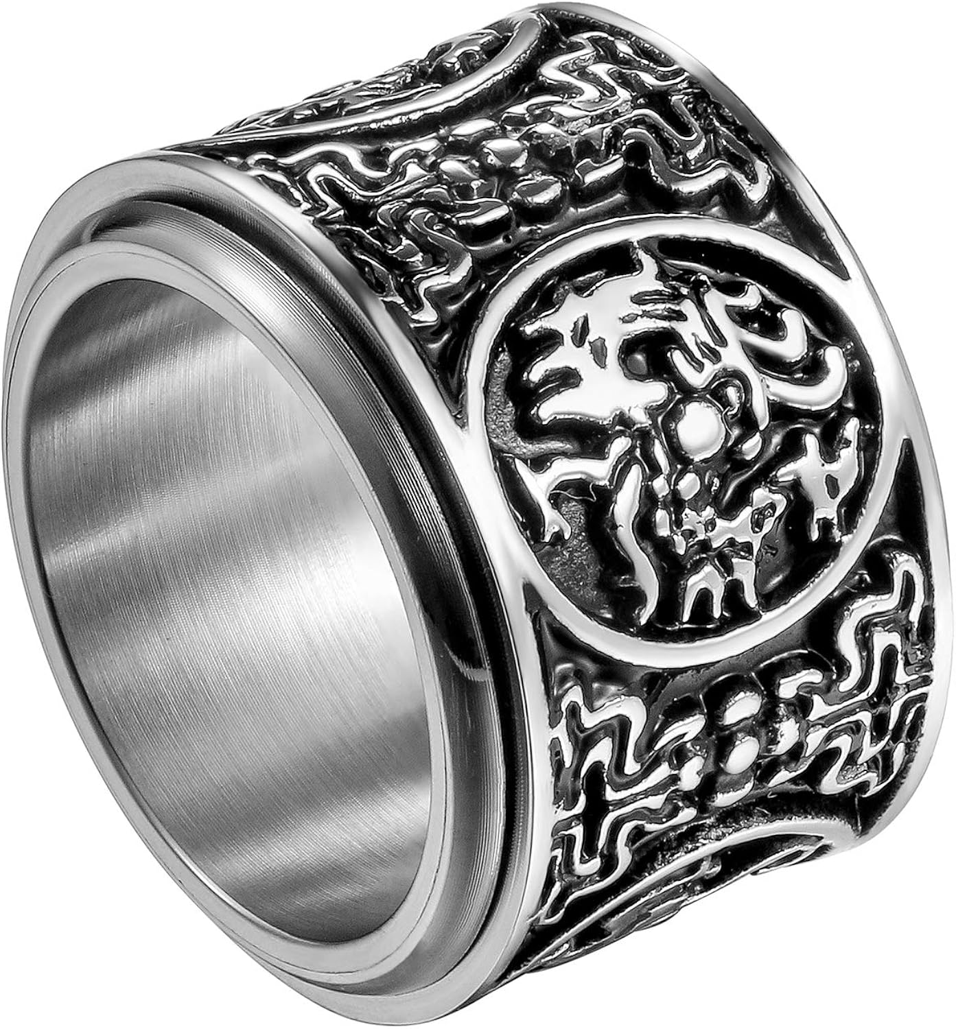 Anello Regolabile In Argento Sterling 925 Buddha Stones Vintage Anno Del Drago Protezione Della Fortuna E Della Forza