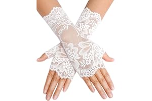 Avidlove Women Short Lace Gloves Fingerless Bridal Wrist Glove Opera Evening Wedding Tea Party Prom Cosplay Gothic Clothes