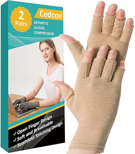 Guanti Da Polso A Compressione Mueller - Coppia Taglia Media (M) 19-21,6 Cm - Beige - Per Sollievo Da Tunnel Carpale - Senza Dita E Traspiranti