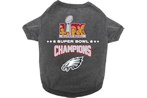 PETS FIRST NFL 2025 Super Bowl LIX Championship Pet Tee Shirt, Durable Sporty Pet Tee, Size X-Large. Kansas City Chiefs VS Philadelphia Eagles NFL Champ Dog T-Shirt. Licensed NFL Winning Shirt for Dogs & Cats