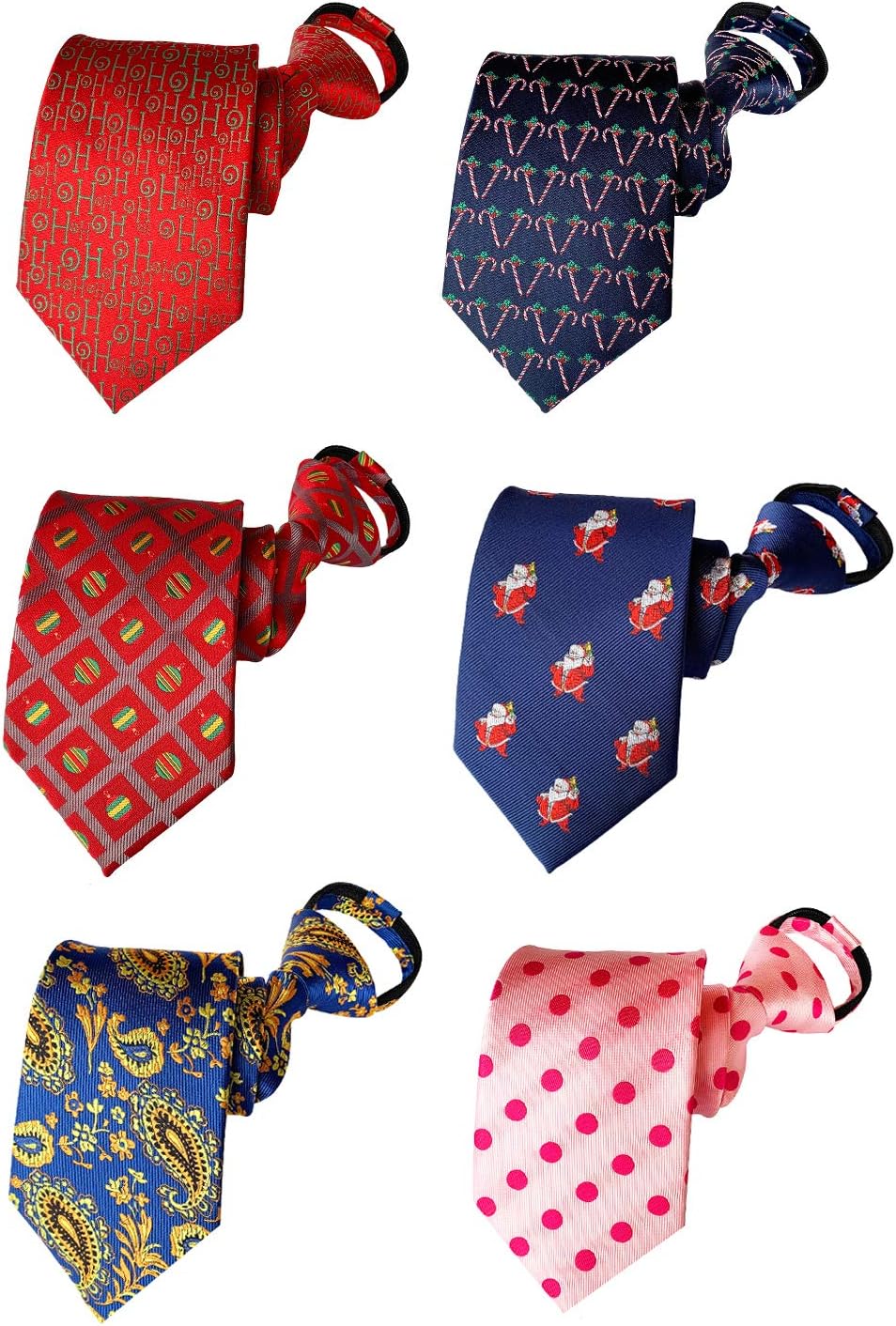 BESMODZ Mens 6 PCS Classic Zipper Ties Pretied Silk Necktie Striped Neck Tie Set
