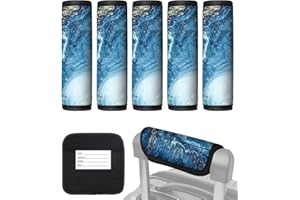 Slohif Luggage Handle Wrap 5Pcs Suitcase Identifier - Bag Strap Cover For Bogg Travel Accessories Easy Identification Bright Marker Sleeve Grips Comfort Neoprene Concealed Tag For Airport Wave