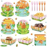 100PCS Capybara Birthday Party Decorations, Capybara Party Supplies Plates and Napkins Set, Capybara Theme Paper Food Trays 5 lb Large Food Serving Boats Disposable Snack Nacho Trays Baby Shower
