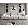 Convertible Modular Sectional Sofa, Modern Velvet Sofa 3-Seater Couch for Living Room, Apartment (104 in/Beige)