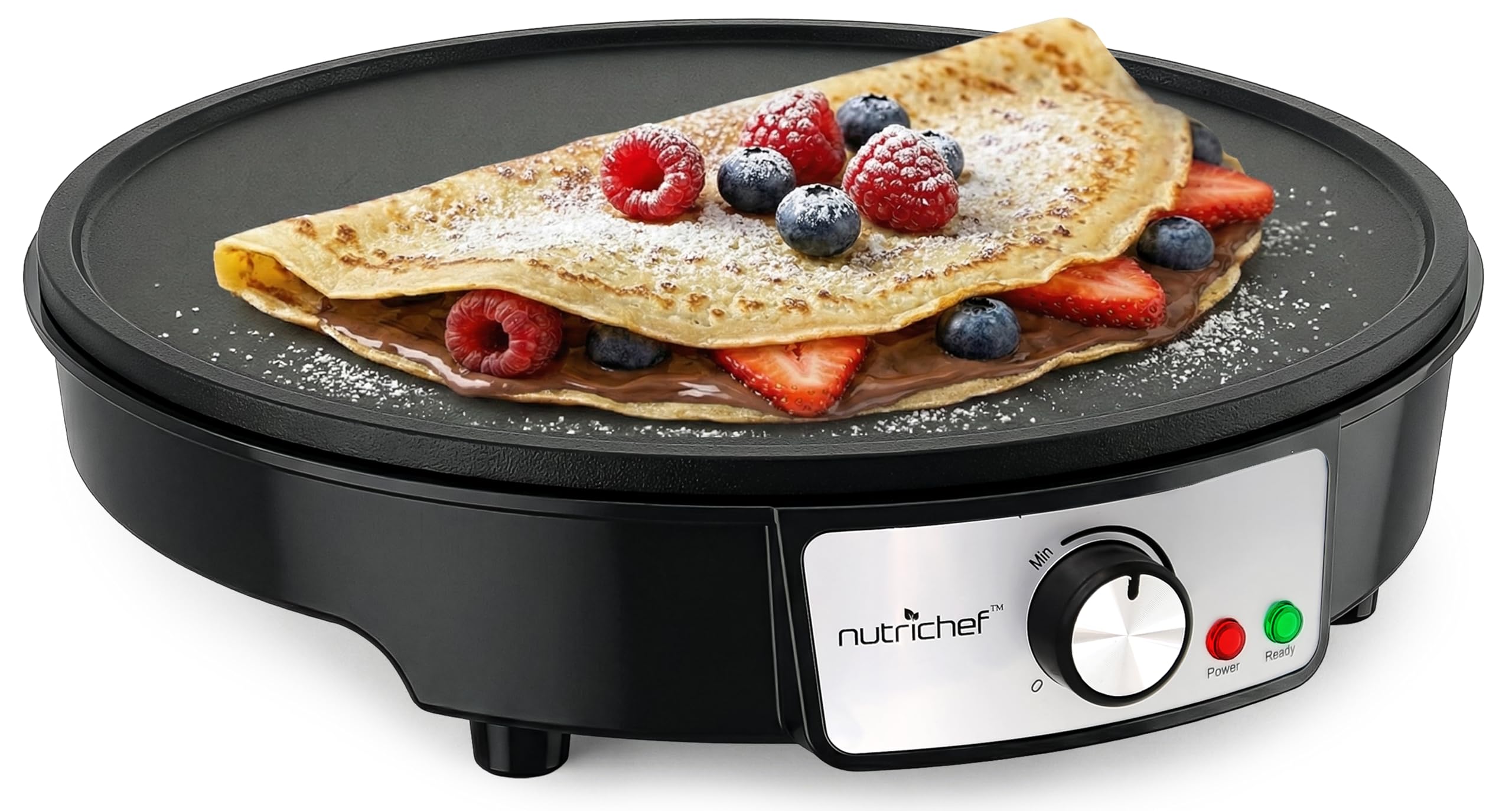 Photo 1 of ***PARTS ONLY ***** Nutrichef Electric Crepe Maker & Griddle Cooktop - Nonstick 12 Inch Aluminum Hot Plate with LED Indicator Lights & Adjustable Temperature Control - Wooden Spatula & Batter Spreader Included