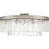 Golden Lighting Ciara 9-Light Semi-Flush in Peruvian Silver with Hammered Water Glass