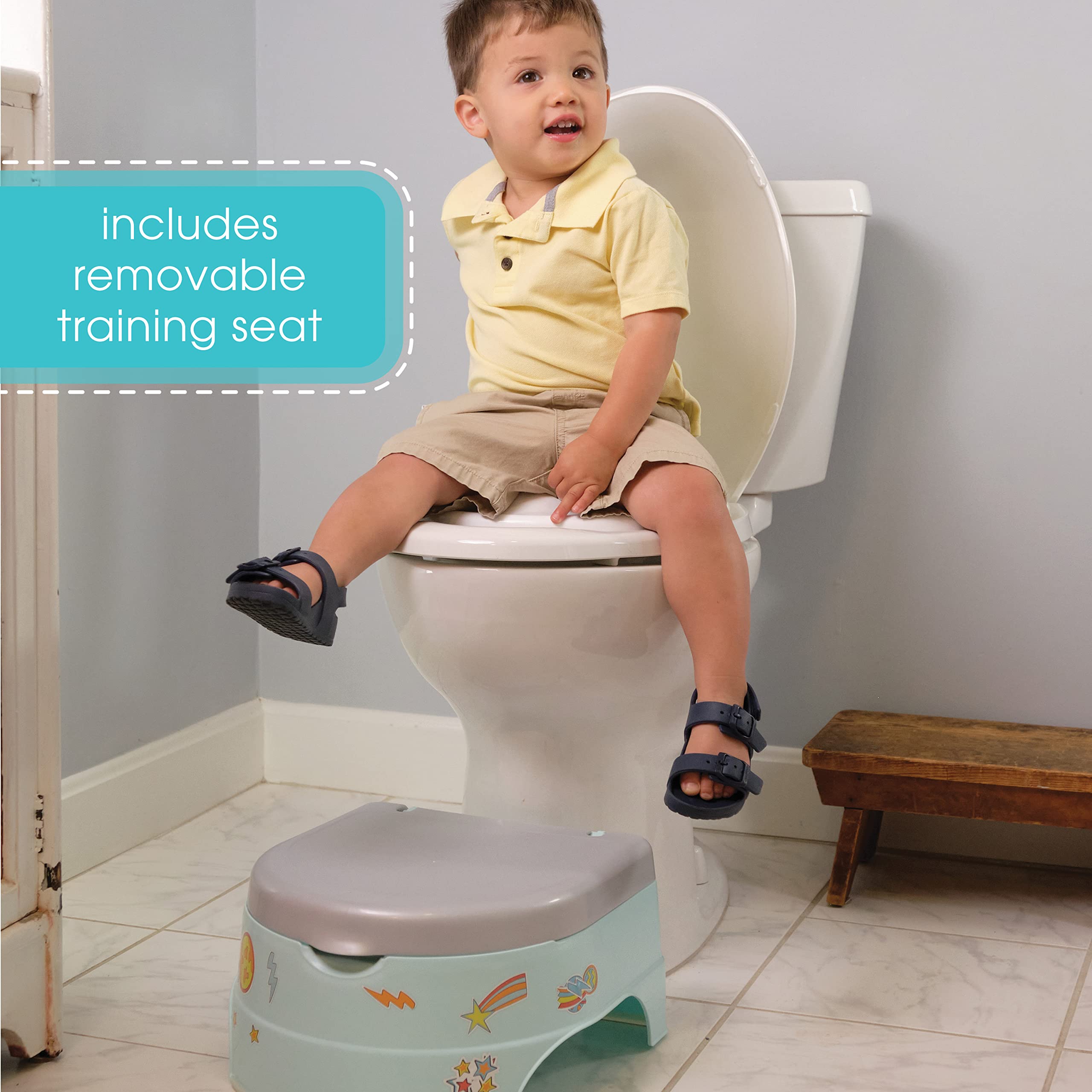 Summer Infant My Fun Potty Rewards (Blue)-3-Stage Potty Training Toilet- Includes Colorful Stickers and Training Chart,Removable Training Seat,Non-Slip Rubber Feet and Ability to Convert to Stepstool