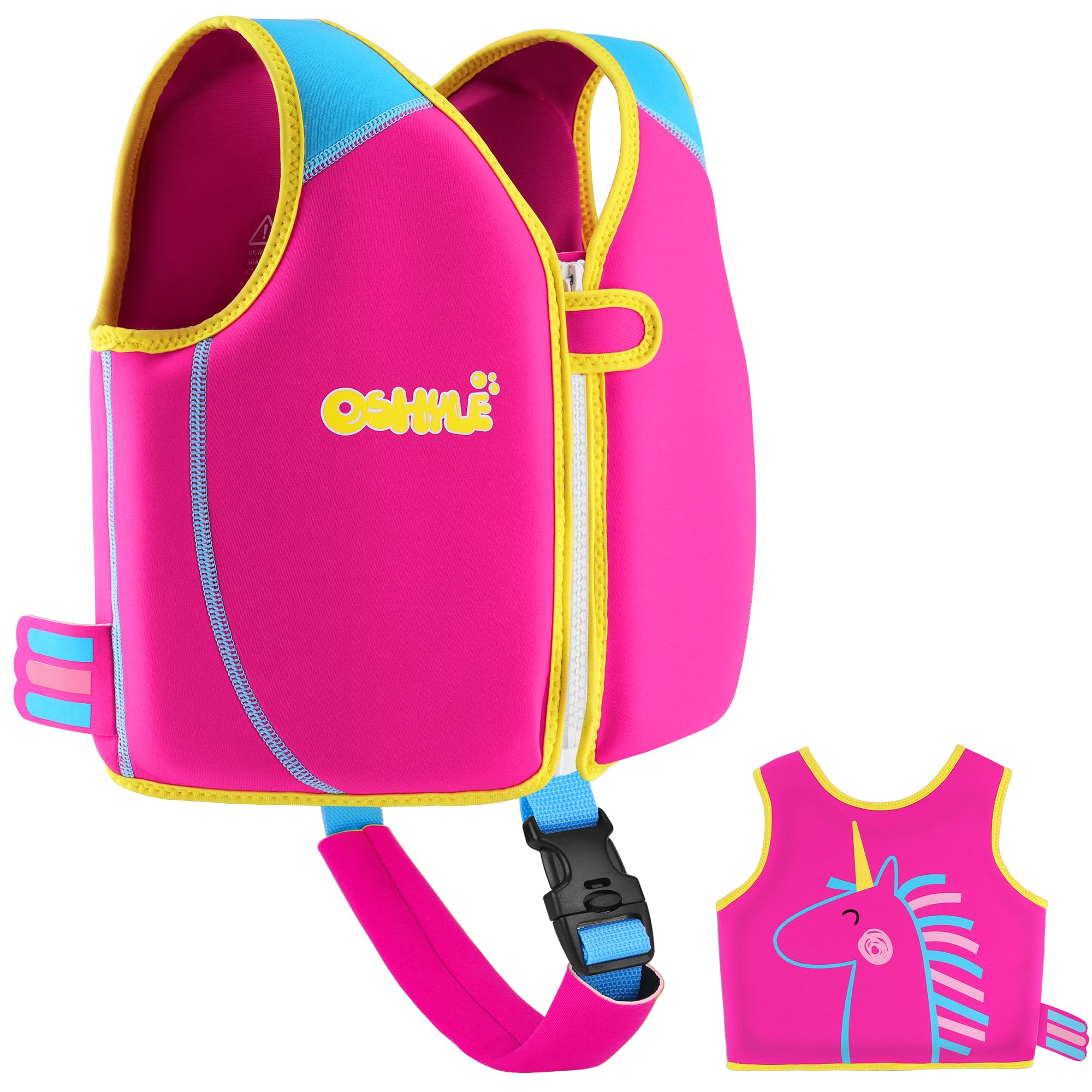 OSHYLE Children's Girls Boys Swimming Vest for Toddlers with Adjustable Safety Straps Age 1-3 (Pink, S)