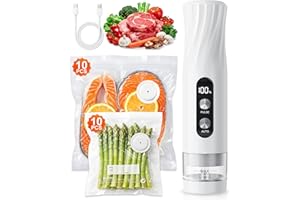 RIWUSI Portable Vacuum Sealer for Food with Visible Water Tank, 60kPa Powerful Handheld Vacuum Sealer Machine, One-Touch Auto