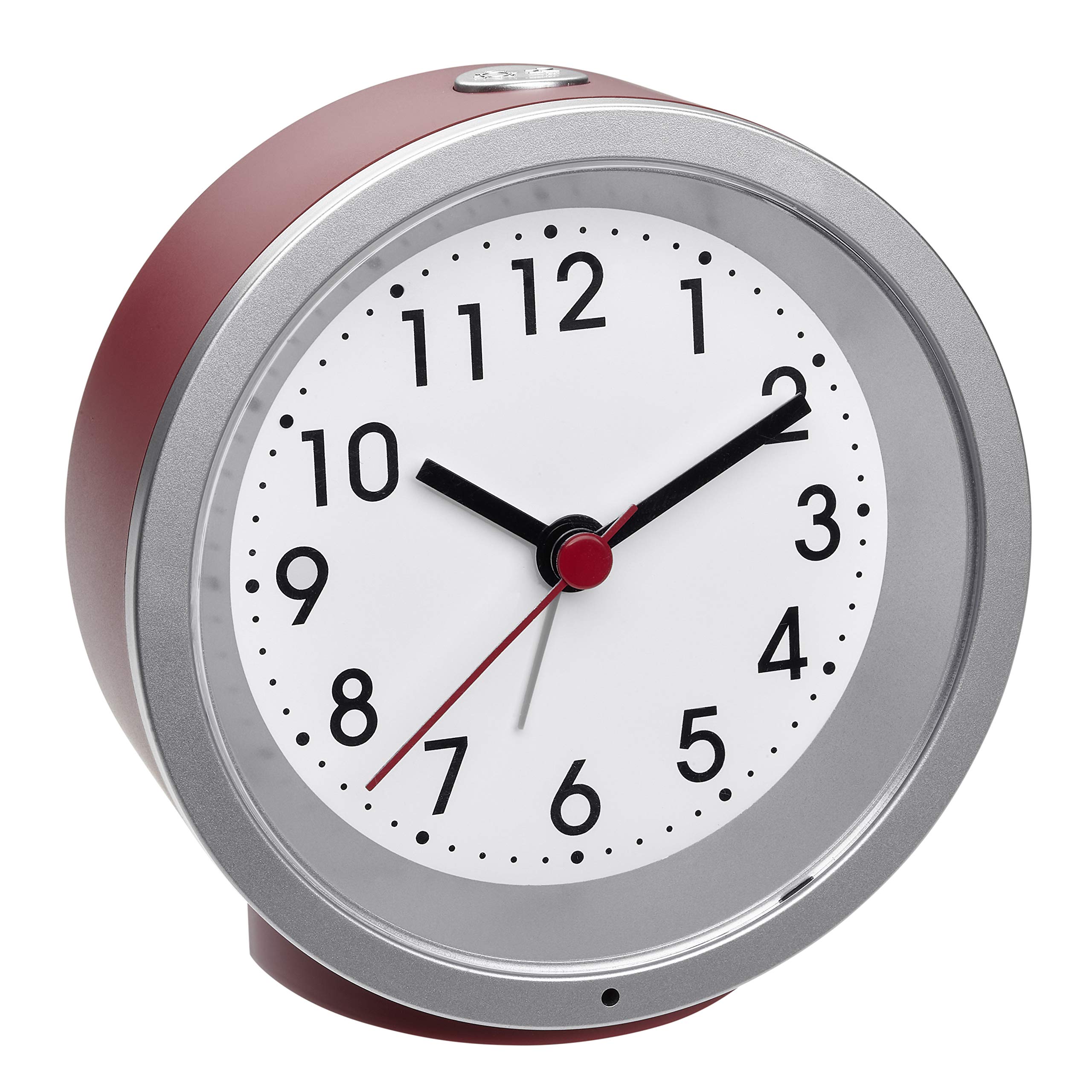 TFA Dostmann Analogue Alarm Clock 60.1034.05 Non-Ticking with Backlight Red (L) 103 x (W) 39 x (H) 99 mm