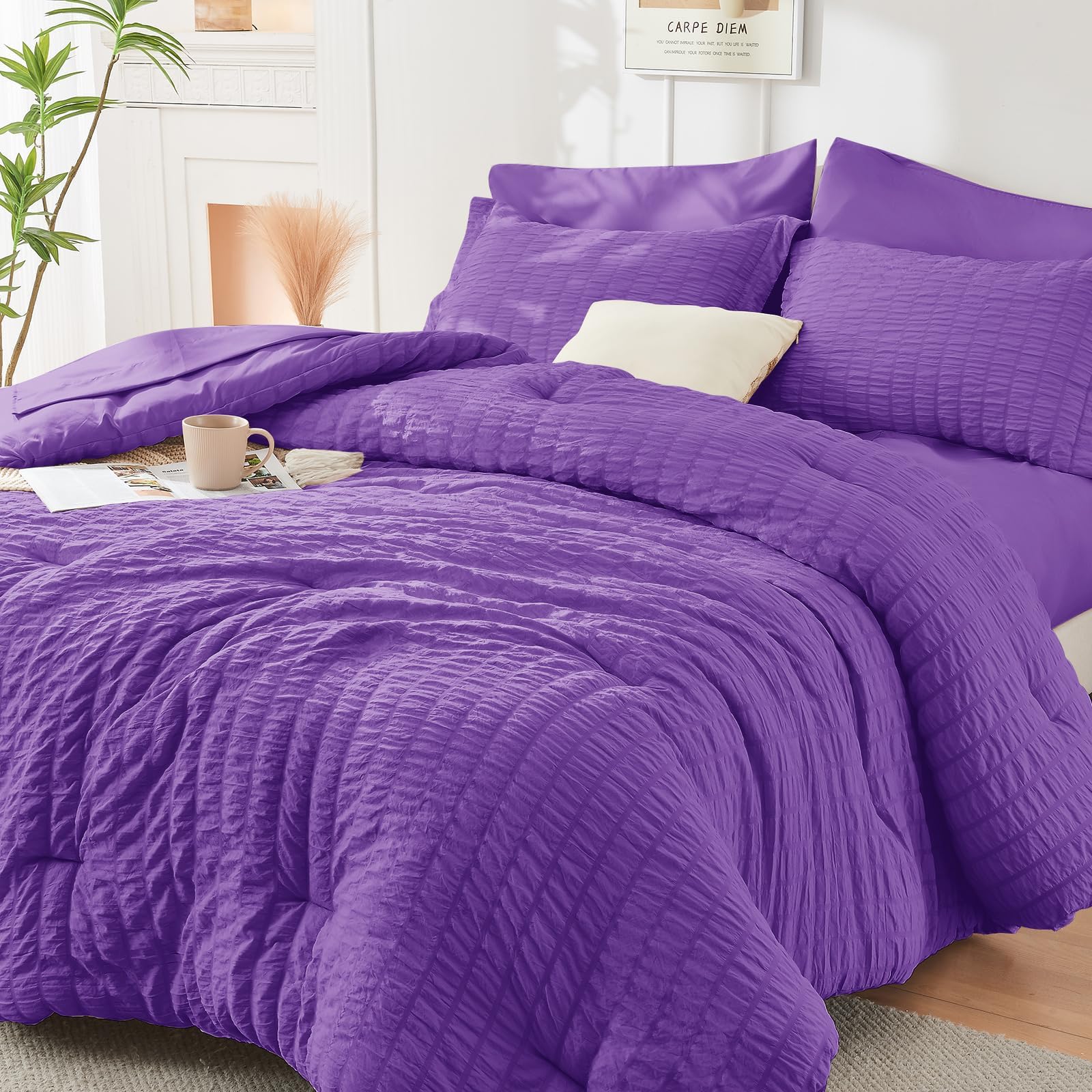 HYMOKEGE Dark Purple Full Size Comforter Sets