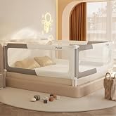3-Sided Toddler Bed Rail for King Size Beds, Extra Tall Baby Guard Bed Rail | Reinforced Bed Rails for Baby, Adjustable 2&ndash;13" Mattress Fit, No-Drill, Foldable, Safety Child-lock Bedrail for Co-Sleeping