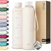 KIVY Slim Water Bottle 32oz [Lightweight & Shatterproof] Fits Backpack & Cupholder for Travel, Sports, School - Beige water bottle no straw - Cute aesthetic water bottles screw top - Dishwasher Safe