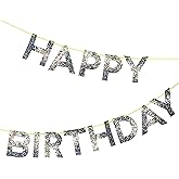 Meri Meri Silver Happy Birthday Banner (Pack of 1), 8' Birthday Party Banner with Excess Cord