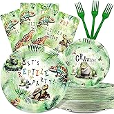 Reptile Party Decorations Set - Fun Reptile Party Plates, Napkins, and Forks for an Exciting Celebration - Disposable Reptile Party Supplies for Birthdays and Events