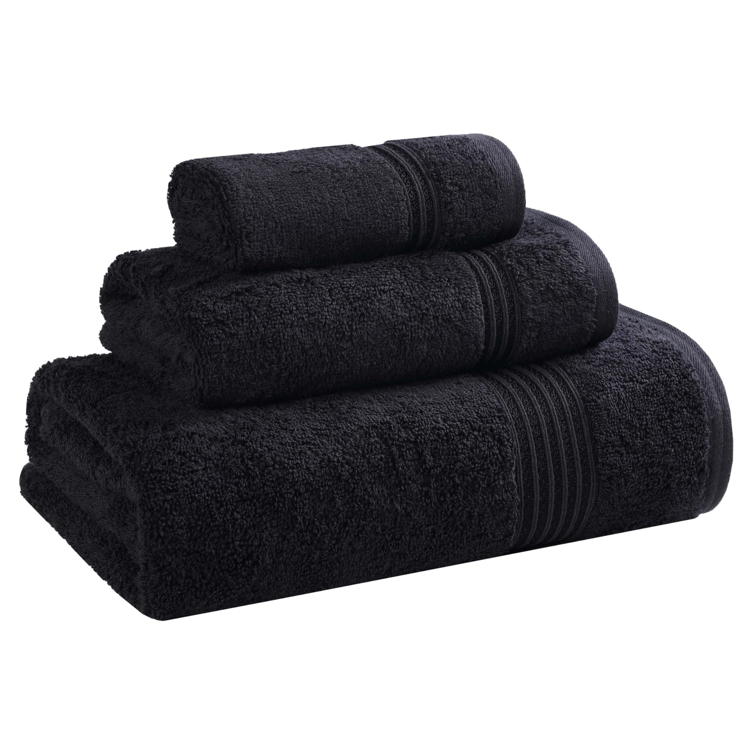 Superior Collection 100% Premium Long-Staple Combed Cotton 3-Piece Towel Set, Black