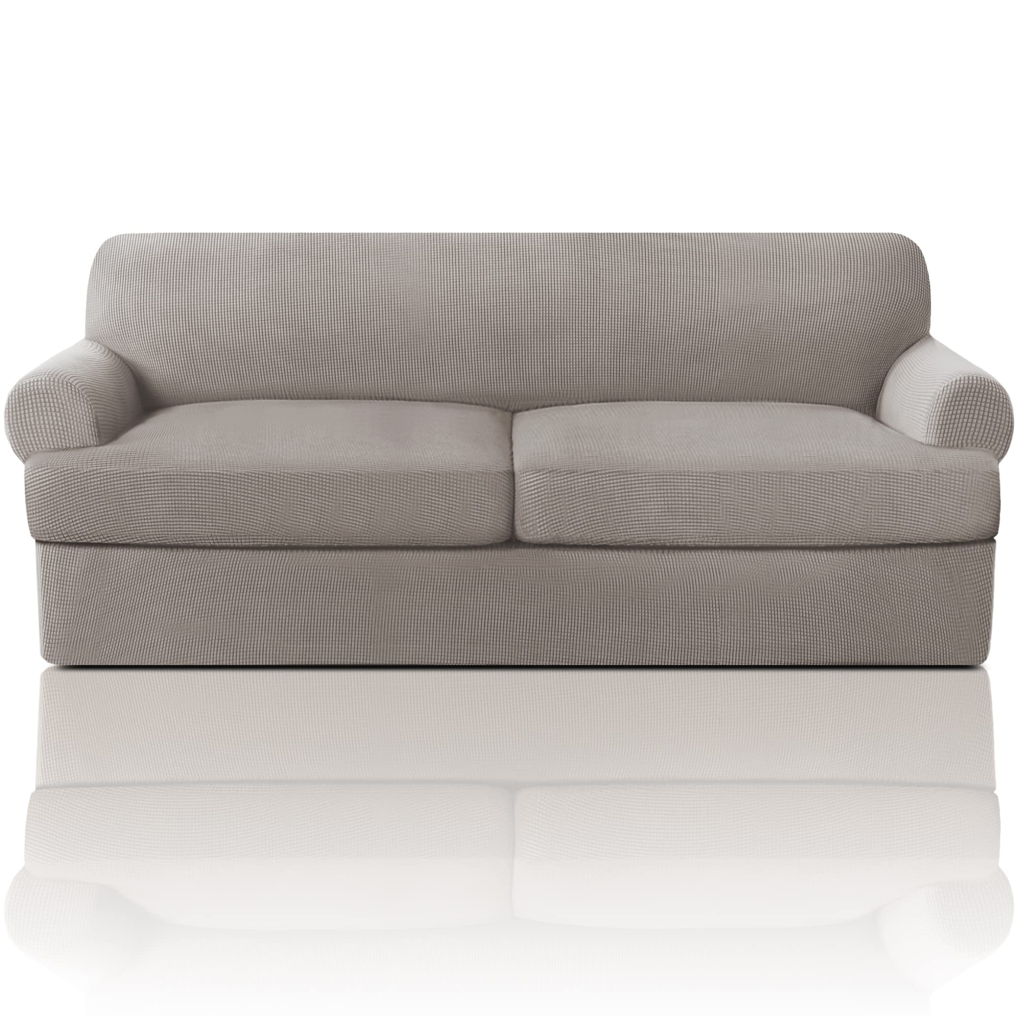 Photo 1 of PrinceDeco T Cushion Sofa Slipcover 3 Pieces Sofa Covers for T Cushion Couch Soft Couch Covers Sofa Slip Cover Furniture Covers with 2 Individual T Shape Seat Covers Width Up to 88", Taupe