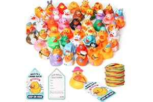 Zicotour 100 Pieces Cruise Duck Kits Included 30 Rubber Ducks with 30 Cruising Duck Tags and 40 Bands, Assortment Rubber Ducks for Cruise Ships Hiding