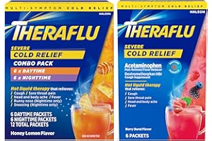 Theraflu Combo Daytime and Nighttime Severe Cold Relief Honey Lemon Flavor Powder_ and Daytime Severe Cold Relief Berry Burst Flavor Powder, _6 Daytime + 6 Nighttime, and 6 Berry Burst Powder Packets