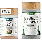 Snap Supplements Gut Health & Organic Spirulina Chlorella Bundle–Probiotic + Digestive Enzymes + Greens–Supports Digestion, Detox, Energy & Immune Health, 50 + 120 Vegetarian Capsules (1 Month Supply)
