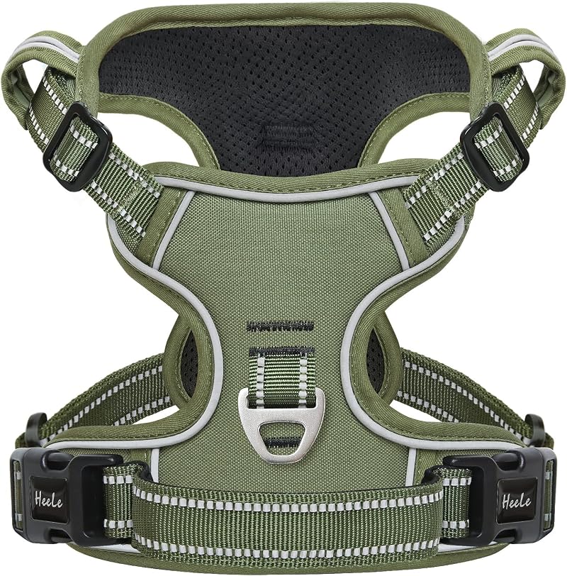 HEELE Dog Harness Small Medium No Pull Padded Reflective with Handle Green XS