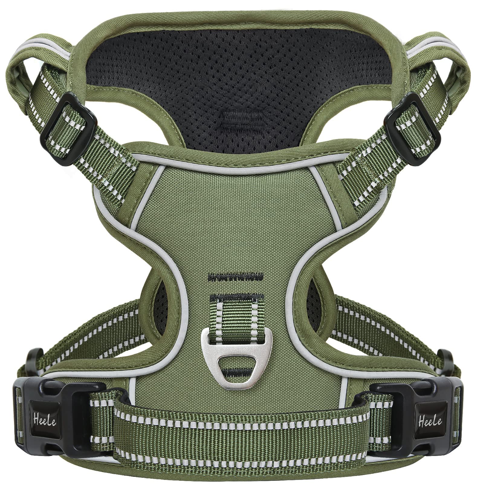 HEELE Dog Harness for Small Medium Large Dogs No Pull Adjustable Padded Reflective Harness with Handle for Walking Training, Green, XS