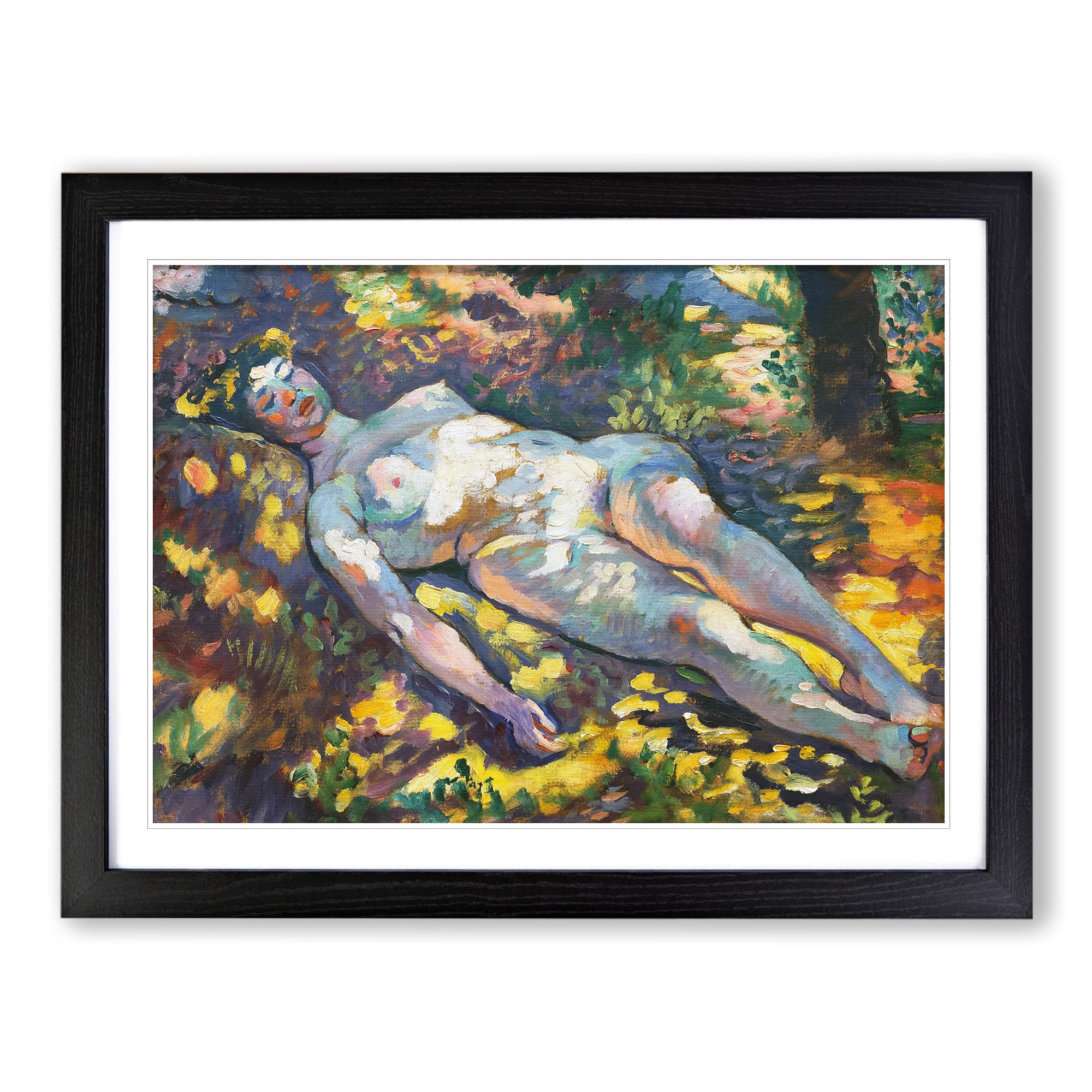 Nude Woman Sleeping By Henri Edmond Cross Classic Painting Framed Print | A4 Black Framed Wall Art | Ready to Hang | Classic Religious Picture | Living Room Bedroom Lounge Office