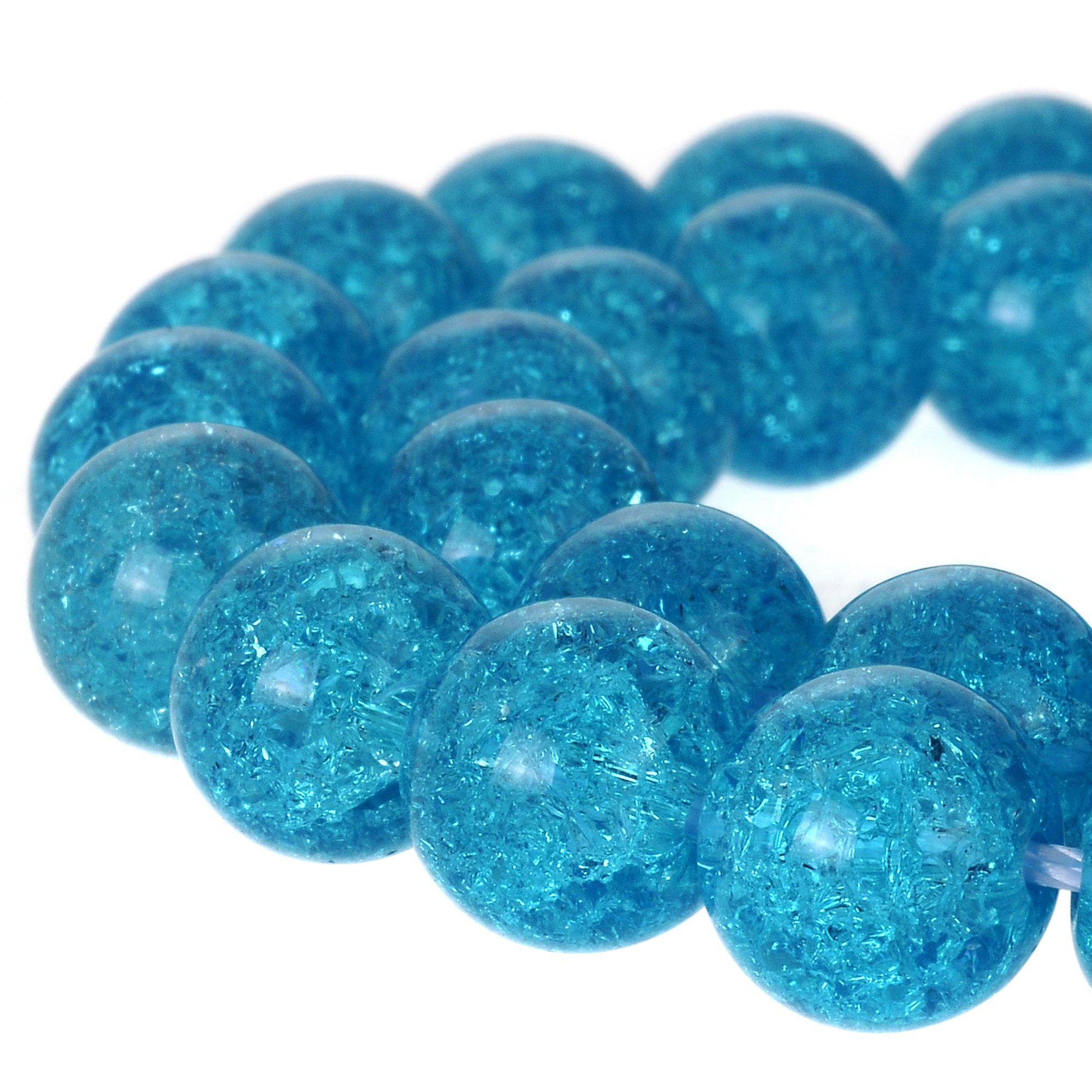 RUBYCA Round Crackle Druk Czech Crystal Pressed Glass Beads for Jewellery Making 6mm Strand (Blue)