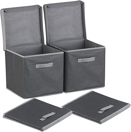 PEARL Faltbox: 2er-Set Aufbewahrungsboxen mit Deckel, faltbar, 31x31x31