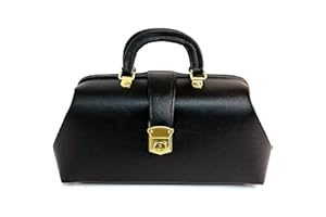 Professional Case - Leather Intern Student Line Doctor Bag - Medium (14" x 5" x 8") - Black Pebble Leather