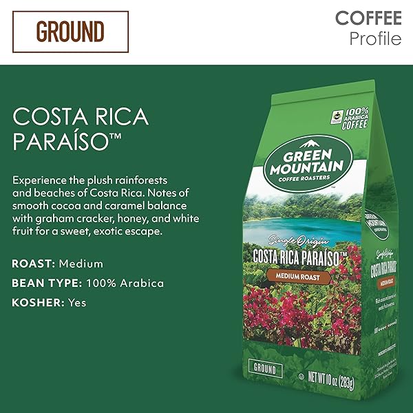 GREEN MOUNTAIN COFFEE ROASTERS COSTA RICA PARAISO GROUND COFFEE 10OZ