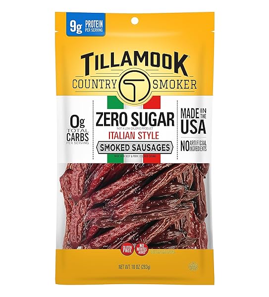 TILLAMOOK COUNTRY ZERO SUGAR KETO FRIENDLY SMOKED SAUSAGES, ITALIAN STYLE,10 OZ