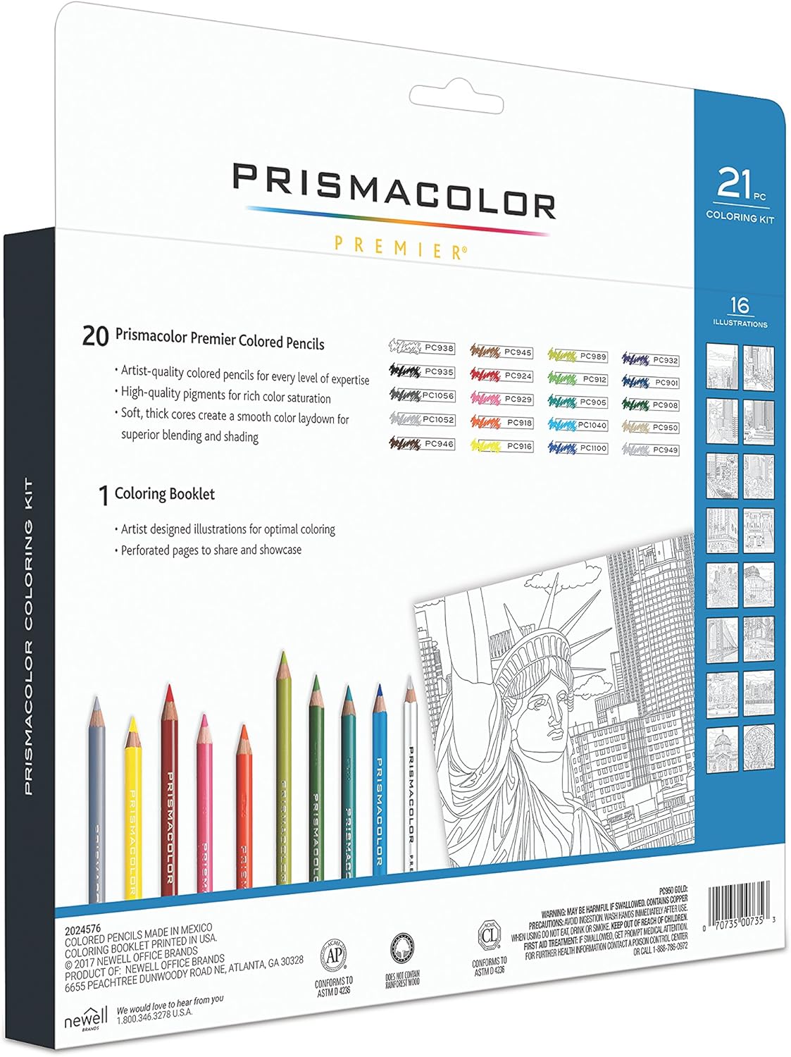 Prismacolor Premier Soft Core Pencils Adult Coloring Book Kit, New York City, 21 Pieces: Office Products