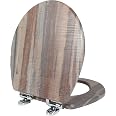 Elongated Toilet Seat With Slow-Close Hinges - Molded Wood, Quick Release For Easy Cleaning, Walnut Finish