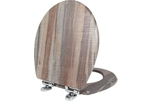 Angol Shiold Round Toilet Seat Molded Wood Toilet Seat with Quietly Close and Quick Release Hinges, Easy to Install also Easy to Clean (Round, Board)