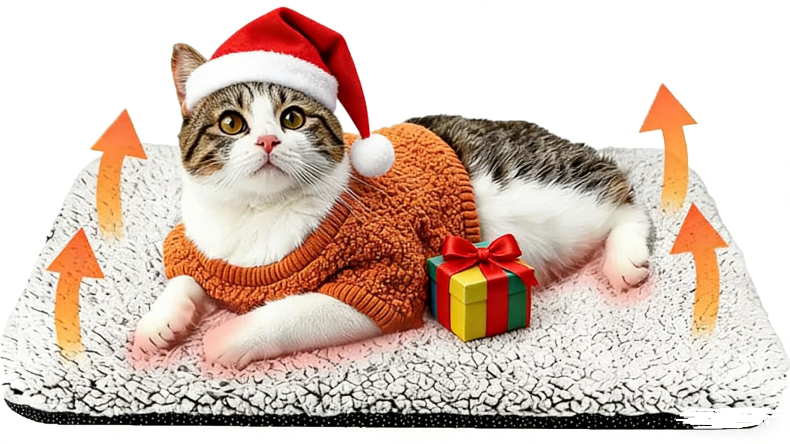 Abnaok Self Warming Cat Bed Self Heating Dog Mat Soft & Fluffy Cat Bed Noiseless Thermal Pet Pad for Indoor Outdoor Pets with Removable Cover Non-Slip Bottom (50x40x3cm)