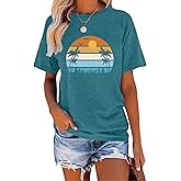 TAKEYAL Women Los Angeles Graphic T Shirts California Letter Print Short Sleeve Tee Loose Casual Tops