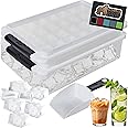 GORILLA GRIP Stackable Ice Cube Tray and Bucket Set for Freezer, Includes 2 Trays with Lid and Scooper, Easy Release, Makes 56 Cubes for Cocktail Soda Coffee, Leak Proof Bin Kit, Kitchen Tools, Black